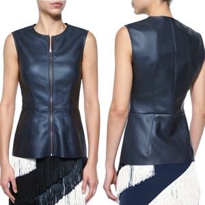 CEDRIC CHARLIER Faux Leather Zip Peplum Top